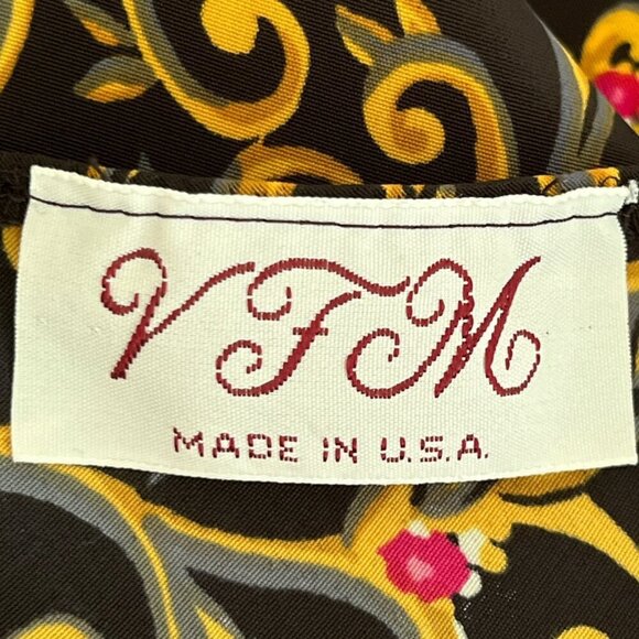 VFM Womens VTG Camisole Tank Size 36 Black Gold Printed Renaissance Victorian - Picture 5 of 8